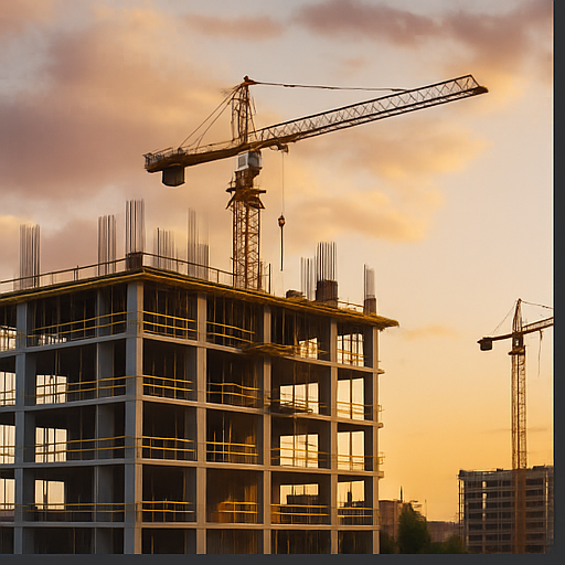 Șantier în lucru — structură de beton